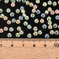 ガラスシードビーズ  蓄光  色の内側  暗闇で光る  ラウンド  ミックスカラー  4x3mm  穴：1.2~1.4mm  約7260個/ポンド&nbsp;SEED-N007-03