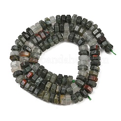天然のアフリカブラッドストーンビーズ連売り  多面カット  六角  7x6.5x3.5mm  穴：1.2mm  約108個/連  14.88''（37.8センチメートル）&nbsp;G-G317-A29-3X6MM