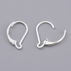 真鍮製フレンチフックピアスパーツ  カドミウムフリー＆鉛フリー  925銀メッキ  15.5x10x1.5mm  ピン：0.7mm&nbsp;X-KK-Z007-27S