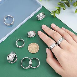 21個 7サイズ 201 ステンレススチール 溝付き指輪 女性用  ステンレス鋼色  内径：16.5~22mm  3pcs /サイズ&nbsp;RJEW-DC0001-08