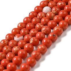 合成インペリアルジャスパービーズ連売り  染め  ラウンド  レッド  6mm  穴：0.8mm  約63個/連  14.76インチ（37.5cm）&nbsp;G-I199-35-6mm-D