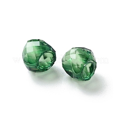 レジンヨーロピアンビーズ  ファセットピーチハートラージホールビーズ  グリーン  10.5x10.5x10.5mm  穴：5mm&nbsp;RESI-M001-04D