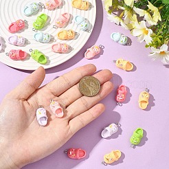 不透明樹脂ペンダント20個  靴  プラチナトーンのアイアンループ付き  ミックスカラー  28x13mm  穴：2mm&nbsp;RESI-YW0005-49