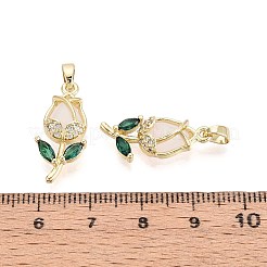 真鍮製マイクロパヴェキュービックジルコニアペンダント  花  16KGP本金メッキ  22.5~23x9~10x5mm  穴：3x5mm&nbsp;KK-T071-118G