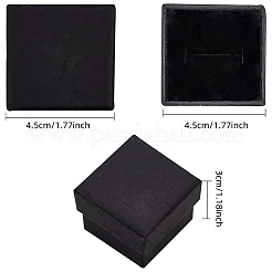 クラフト紙のボール紙ジュエリーボックス  リングボックス  正方形  内部のスポンジ  ブラック  4.5x4.5x3cm&nbsp;CBOX-BC0001-13A