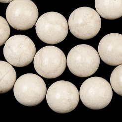 天然石ペトリファイドウッドビーズ連売り  ラウンド  フローラルホワイト  16~16.5mm  穴：1.6mm  約24~25個/連  15.35~15.94インチ（39~40.5cm）&nbsp;G-L648-A03-16mm-01