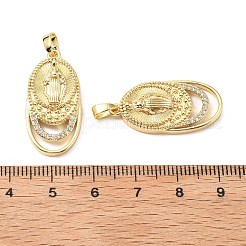真鍮チャーム  カドミウムフリー＆鉛フリー  聖母マリア模様と楕円  18KGP本金メッキ  27.5x13.5x4mm  穴：4.5x3mm&nbsp;KK-G533-22G