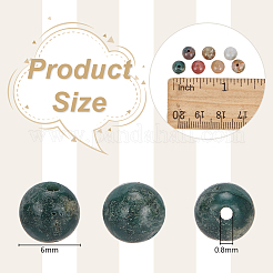 4 連売り 天然インディアンアゲートビーズ 連売り  ラウンド  6mm  穴：0.8mm  約63個/連  14.76インチ（37.5cm）&nbsp;G-OC0005-16A