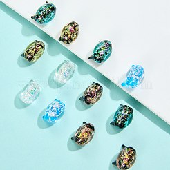 20個 5色 手作りホイルランプワークビーズ  猫  ミックスカラー  13x15x11~11.5mm  穴：1.2~1.6mm  4個/カラー&nbsp;FOIL-SZ0001-02