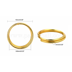 アイアンスプリットリング  ダブルループ丸カン  ニッケルフリー  ゴールドカラー  10x1.4mm  内径約8.6mm  約208個/50g&nbsp;X-JRD10MM-01G-NF