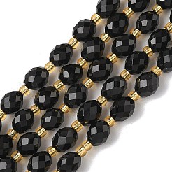 ナチュラルブラックオニキスビーズ連売り  多面カット  ライス  シードビーズで  染め＆加熱  7.5~8x6~7.5mm  穴：0.8~1mm  約36~40個/連  15.55~15.75''（39.5~40センチメートル）&nbsp;G-F809-A23-01