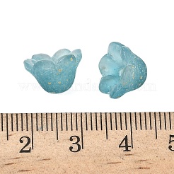 すりガラスビーズキャップ  6  - 花びらの花  金粉付き  ダークシアン  11x12x8mm  穴：1.4mm  約1333個/1000g&nbsp;FGLA-C001-01A