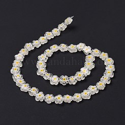 手作りミッレフィオーリガラスビーズ連売り  花  透明  10~12x2.6mm  穴：1mm  約40個/連  15'（38センチメートル）&nbsp;LAMP-J035-10mm-48