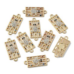合金ラインストーンコネクタチャーム  カメの長方形  ライトゴールド  クリスタル  26x11x2~2.5mm  穴：1.8mm&nbsp;FIND-TAC0014-54A