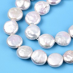 天然ケシパールビーズ連売り  養殖淡水パール  バロック真珠  フラットラウンド  乳白色  11~13x11~12x4.5~7mm  穴：0.7mm  約15~16個/連  7.48~7.87インチ（19~20cm）&nbsp;PEAR-S018-02C-02