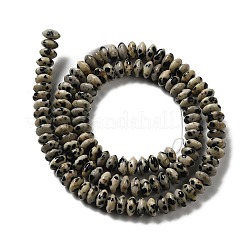 天然石ダルメシアンジャスパービーズ連売り  ソーサービーズ  ロンデル  6.5x3mm  穴：1mm  約118~119個/連  15.35''（39センチメートル）&nbsp;G-Z030-A02-01