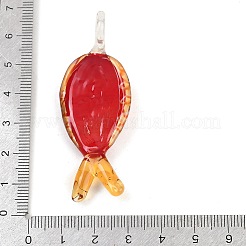 手作りランプワークビッグサイズペンダントトップ  魚  レッド  62.5x22.5x13.5mm  穴：8.5mm&nbsp;LAMP-I031-01