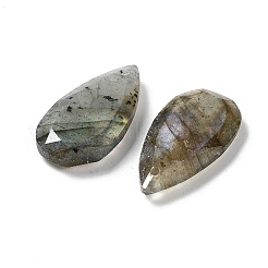 天然ラブラドライト ファセットペンダント  ティアドロップチャーム  25x13x4mm  穴：1mm&nbsp;G-D082-01B