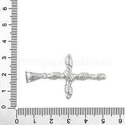 304ステンレスペンダント  クロス  真空めっき  ステンレス鋼色  39.5x27.5x5mm  穴：3.6x8.5mm&nbsp;STAS-G346-53P