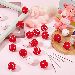 24 個 3 スタイルクラフトポンポン diy 人形キーホルダーヘアアクセサリー  羊毛フェルトのポンポン玉  ラウンド  混合模様  28mm  8個/スタイル&nbsp;DIY-FG0004-20