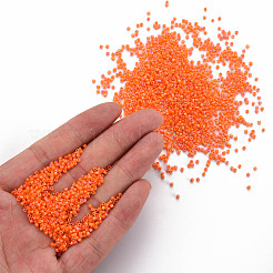 つや消しガラスシリンダービーズ  シードビーズ  不透明な色の虹  丸い穴  サンゴ  1.5~2x1~2mm  穴：0.8mm  約8000個/袋  約1ポンド/バッグ&nbsp;SEED-S047-O-001