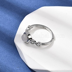 天然宝石の指輪  ラウンド  ラックメッキ真鍮のパーツ  プラチナ  8mm  内径：17~18mm&nbsp;RJEW-A084-04P