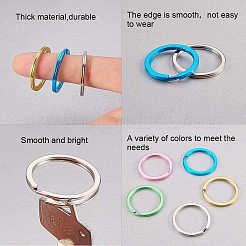 メッキされた鉄のキー留め具のパーツ  キーチェーンリングのパーツ  ミックスカラー  30~33x2~3mm  10個/カラー  50個/箱&nbsp;KEYC-PH0001-14