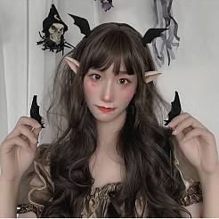 ハロウィンレジンアリゲーターヘアクリップ  鉄クリップパーツ付き  悪魔の翼  ブラック  64.5x41x9.5mm  2個/セット&nbsp;PHAR-H062-01
