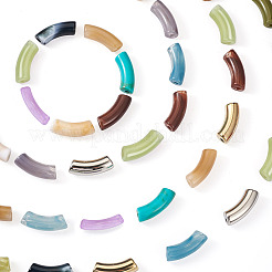 DIY チャンキーカーブチューブビーズブレスレット作成キット  天然石風アクリルビーズを含む  CCBプラスチックビーズ  真鍮製ラインストーンスペーサービーズ  伸縮性のある糸  ミックスカラー  114個/袋&nbsp;DIY-CD0001-37