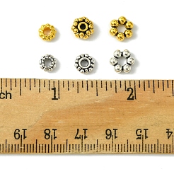 140個6スタイルチベットスタイルアロイスペーサービーズ  花  ミックスカラー  6~8x3~4mm  穴：2~2.5mm&nbsp;FIND-FS0002-51