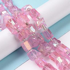 電気メッキ天然のクォーツビーズ連売り  六角プリズム  異形  スミレ  8~13x10~14x6~11mm  穴：1mm  約15~16個/連  7.8~8インチ（20~20.5cm）&nbsp;G-G767-02-09