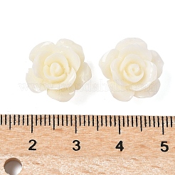 染色された合成珊瑚彫刻ビーズ  花  ホワイト  15x14.5x8mm  穴：1.2mm&nbsp;CORA-H002-03