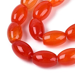 天然石瑪瑙ビーズ連売り  染め  ライス  レッドオレンジ  11.5~12.5x7.5~8.5mm  穴：1~1.2mm  約31~33個/連  14.57~15.35インチ（37~39cm）&nbsp;G-N362-18A-07
