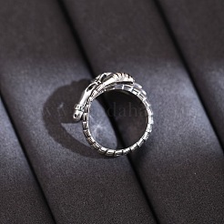 真鍮のカフオープンリング  タツノオトシゴ  アンティークシルバー  15~20mm&nbsp;WG9B606-01