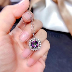 スクエア合金ラインストーンペンダントネックレス＆スタッドピアス＆指輪セット  火山  400mm&nbsp;WG30FCB-02