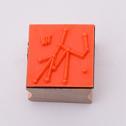 木の切手  ゴム入り  {12}の星座のある正方形  乙女座  30x30x24mm&nbsp;DIY-WH0175-46F