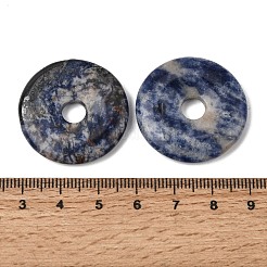 天然石ソーダライトペンダント  ドーナツ/円盤チャーム  30x6mm  穴：8mm&nbsp;G-A320-01A-18