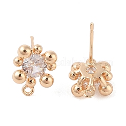 真鍮製スタッドピアスパーツ  ループの花  14KGP本金メッキ  12x9.5mm  穴：1.2mm  ピン：0.8mm&nbsp;LS-KK-N256-10G