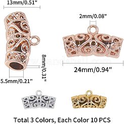 合金チューブベイル  ループベイル  カーブチューブ繊細保釈ビーズ  ミックスカラー  13x24x8mm  穴：2mm  内径：5.5mm  30個/箱&nbsp;PALLOY-UN0001-05