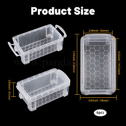 透明なプラスチック製の積み重ね可能なミニオーガナイザービーズコンテナ（ロック蓋付き）  小さな工芸品用  長方形  透明  13.8x7.8x5.1cm  内径：11.55x6.3のCM&nbsp;CON-WH0123-31E