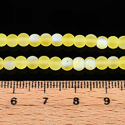 曇った透明ガラスビーズ連売り  ラウンド  半分メッキ  ABカラーメッキ  きいろ  4~4.5mm  穴：0.6mm  約97~100個/連  14.76~15.16''（37.5~38.5センチメートル）&nbsp;GLAA-T032-T4mm-MBB12