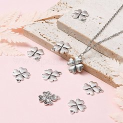チベット風合金チャーム  クローバー  カドミウムフリー＆ニッケルフリー＆鉛フリー  アンティークシルバー  21x17.5x2.5mm  穴：1.5mm&nbsp;LF9468Y-NF