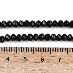 天然石ホワイトジェイドビーズ連売り  ファセットロンデル  染め  ブラック  4~4.5x3mm  穴：1mm  約112~121個/連  13.54''~13.98''（34.4~35.5センチメートル）&nbsp;G-Z069-01U