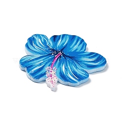 両面印刷の不透明アクリルパーツ  花  ドジャーブルー  36.5x39x2.4mm  穴：1.5mm&nbsp;MACR-F075-02B