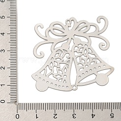 201ステンレススチールコネクタチャーム  レーザーカットのクリスマスベルリンク  ステンレス鋼色  42.5x45x0.3mm  穴：1.7mm&nbsp;STAS-S147-08P