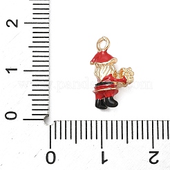 クリスマス合金エナメルペンダント  ゴールドカラー  サンタクロース  15x9x5mm  穴：1.6mm&nbsp;LS-ENAM-F156-01G-01