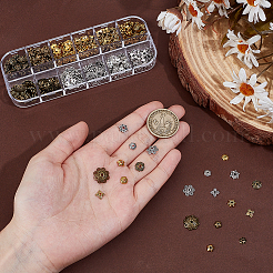 チベットスタイルのビーズキャップ400種類12個  花  ミックスカラー  6~12x1~4mm  穴：1~2mm&nbsp;TIBEB-PH0005-41