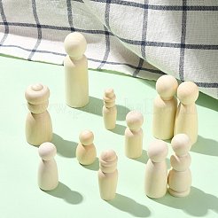 未完成のシマ木製人形 29個 29スタイル  子どもの絵画と芸術  フローラルホワイト  15.5~80x22~91mm  1個/スタイル&nbsp;WOOD-CJ0002-53