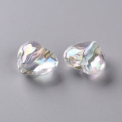 透明なアクリルビーズ  ABカラーメッキ  ハート  クリアAB  16x19.5x11mm  穴：2mm&nbsp;X-TACR-S156-015
