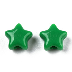 不透明なアクリルビーズ  スター  グリーン  9x9.5x5.5mm  穴：2.5mm  約2050個/500g&nbsp;MACR-T047-01-18